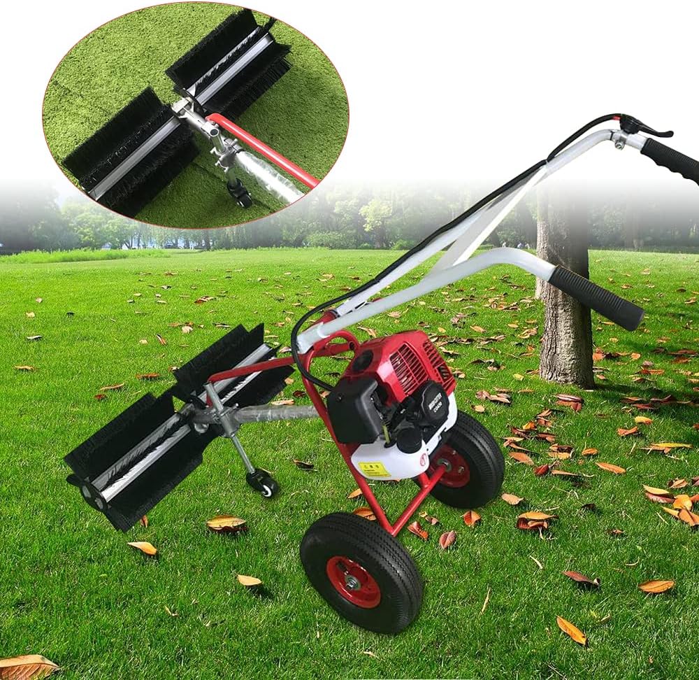 DNYSYSJ 2-Stroke 1.25 kW Gasoline Power Sweeper Broom Driveway Turf Cleaning Snow Grit 43CC Gas Power