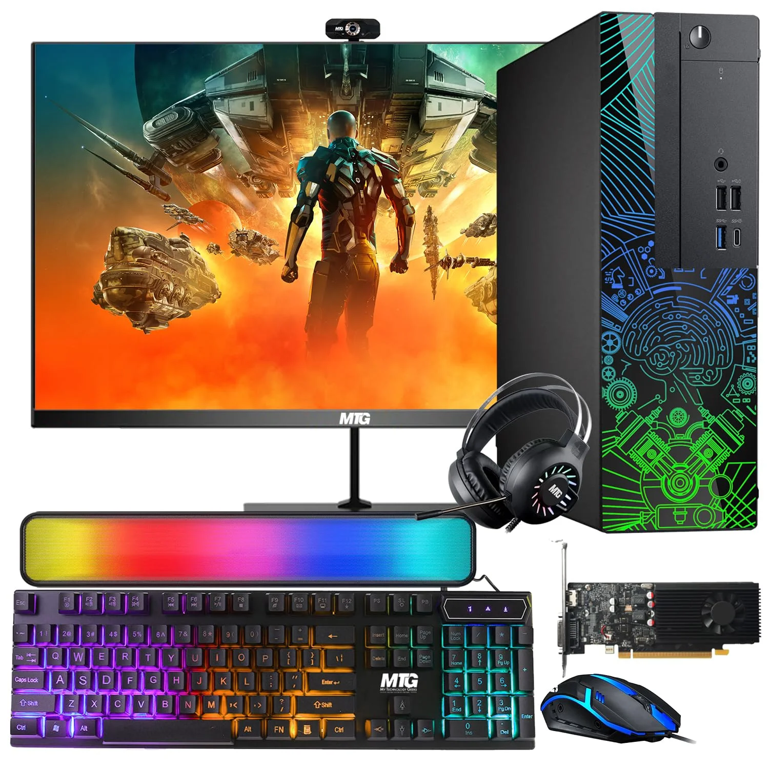 Restored Lumos 8 Gaming Desktop PC,Intel Core i5 8th Gen,16GB RAM,512GB SSD,AMD RX 550 4GB GDDR5 Graphics Card,24 inch Monitor,RGB Soundbar,PCI-E Bluetooth|Wi-Fi,RGB Kit,Win 11 Home