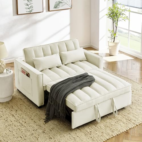 Convertible Sleeper Sofa Bed,3-in-1 Foldable Sofa Bed,Modern Velvet Futon Sofa Bed with Adjustable Back,Storage Bag & Pillow,Convertible Daybed,Couch Bed,Easy Assembly (Black White)