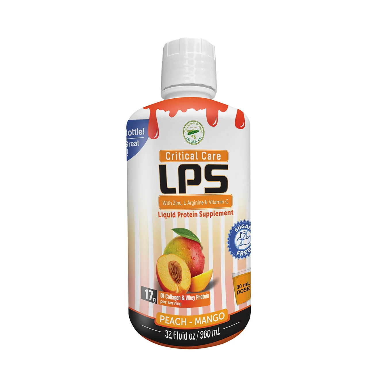 LPS Critical Care Liquid Protein Supplement 32oz Bottle - Peach Mango Size: One Pack