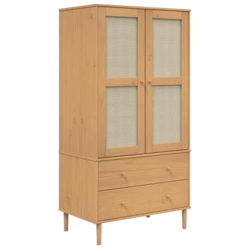 Wardrobe Rattan Look Brown 35.4
