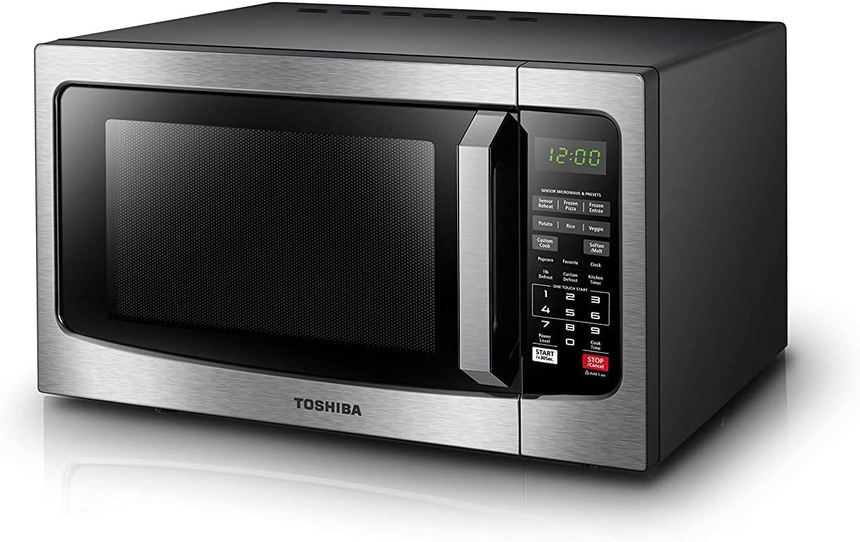 Toshiba AC25CEW-SS Digital Toaster Oven + Toshiba EM131A5C-SS Microwave Oven with Smart Sensor