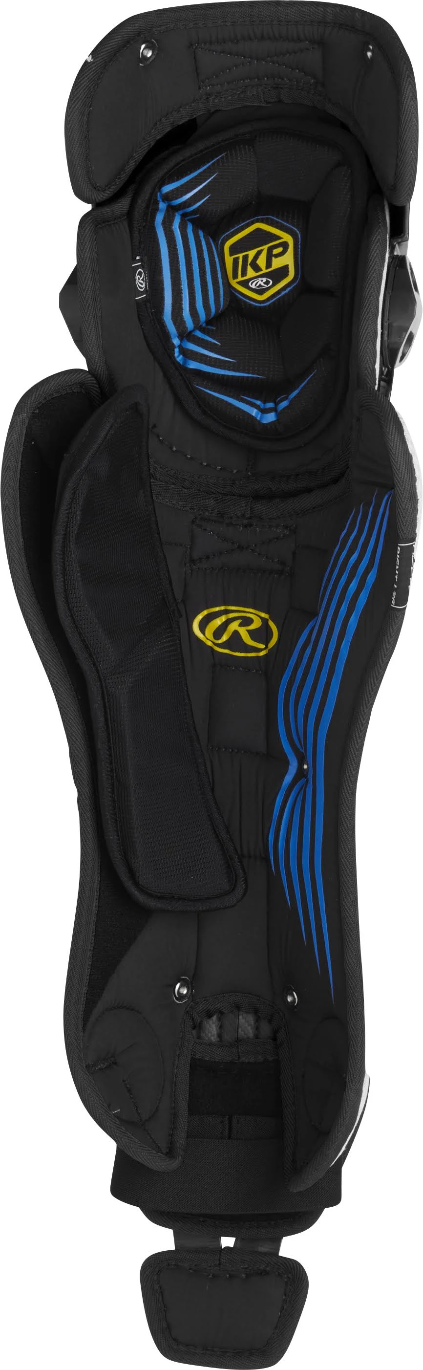 Rawlings Mach Adult NOCSAE Baseball Catcher&s Leg Guards, Black/White