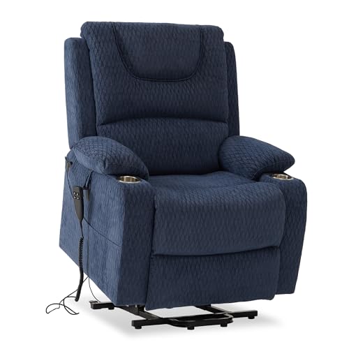 Irene House 9196 Large Power Lift Recliner Lay Flat Chair Dual Motor Lift Chairs Recliners for Elderly with Heat Massage Electric Lift Recliner Chairs Cup Holder(Brown, Faux Leather)