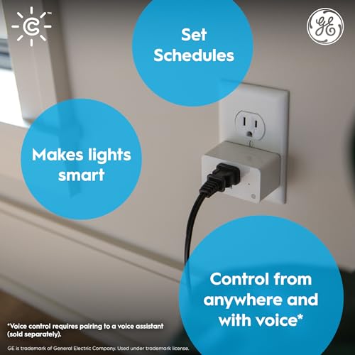 GE CYNC Smart Plug, Indoor Bluetooth and Wi-Fi Outlet Socket, Works with Alexa and Google (1 Pack)
