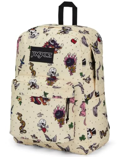 JanSport Superbreak Plus Backpack - Work, Travel, or Laptop Bookbag with Water Bottle Pocket - Lemon