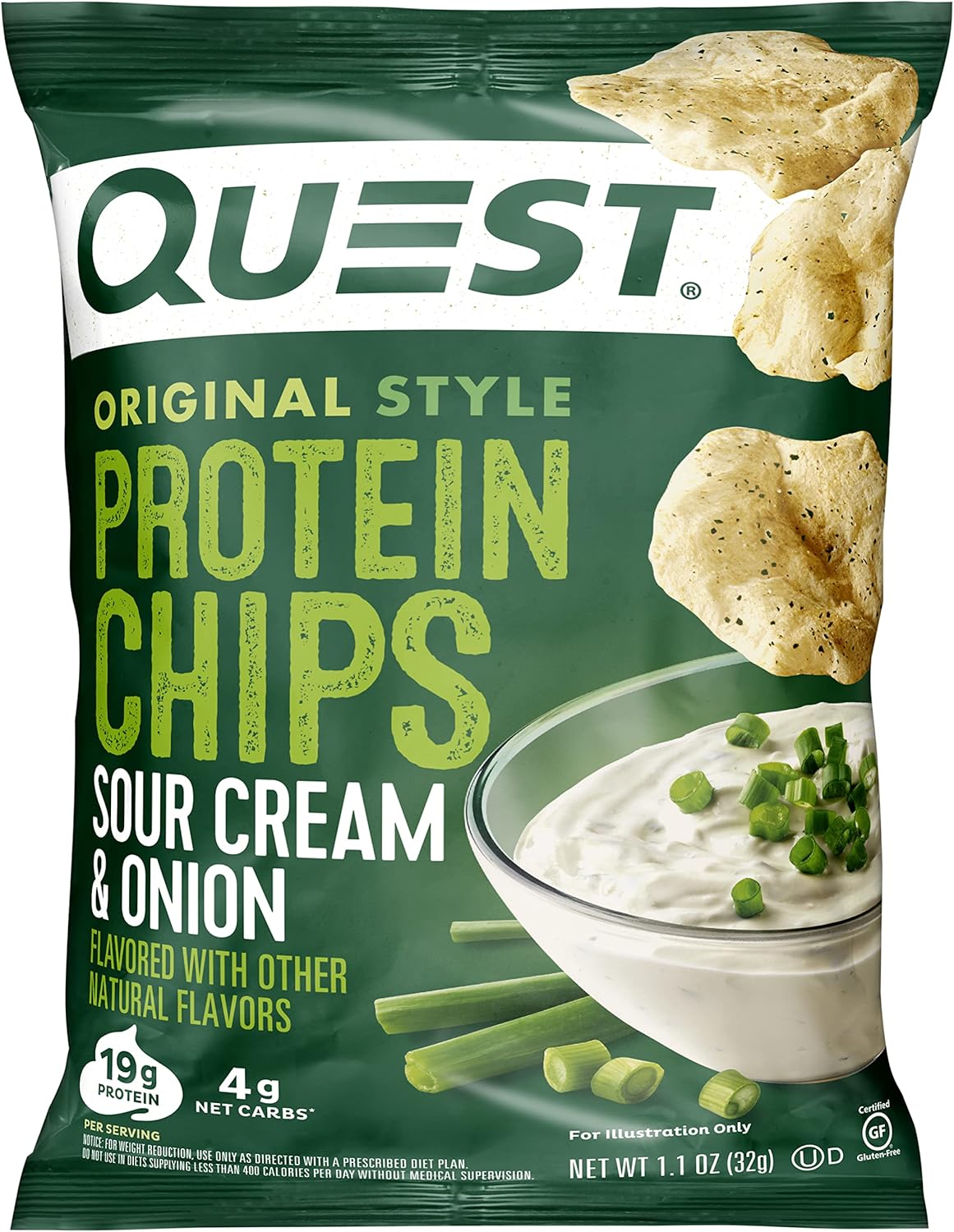 Quest Nutrition Protein Chips, Sour Cream & Onion, High Protein, Low Carb, Pack of 12 & Protein Chips, BBQ, High Protein, Low Carb, 1.1 Ounce (Pack of 12)