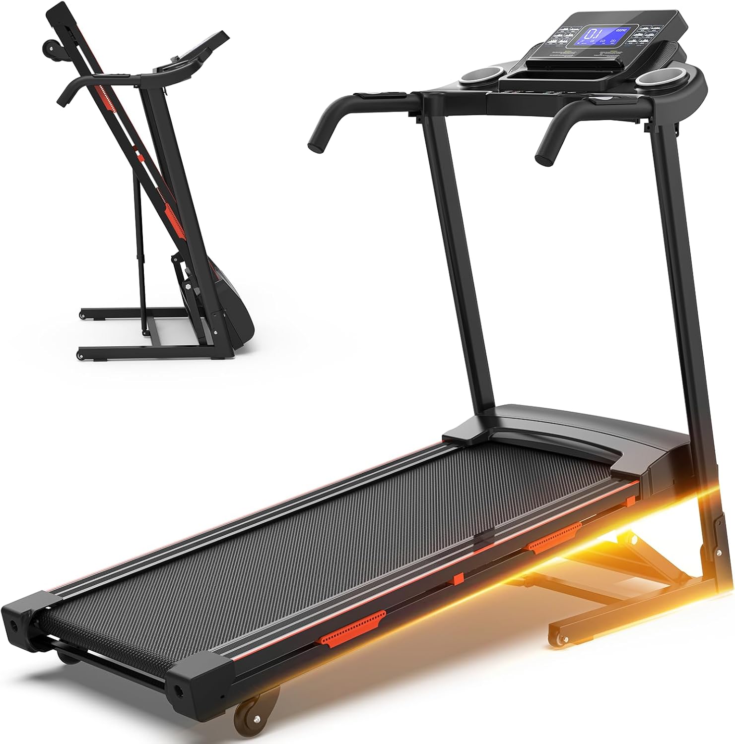 Treadmills with 0-15% Auto Incline, Folding Treadmills for Home, 3.0 HP Portable Treadmill for Running with 300LBS Weight Capacity, Bluetooth Speaker & Pulse Monitor