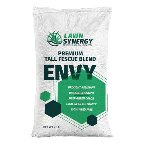 Envy Turf Type Tall Fescue Grass Seed - 25lbs. - 100% Weed Free - Drought Tolerant - Disease Resistant - Dark Green Color