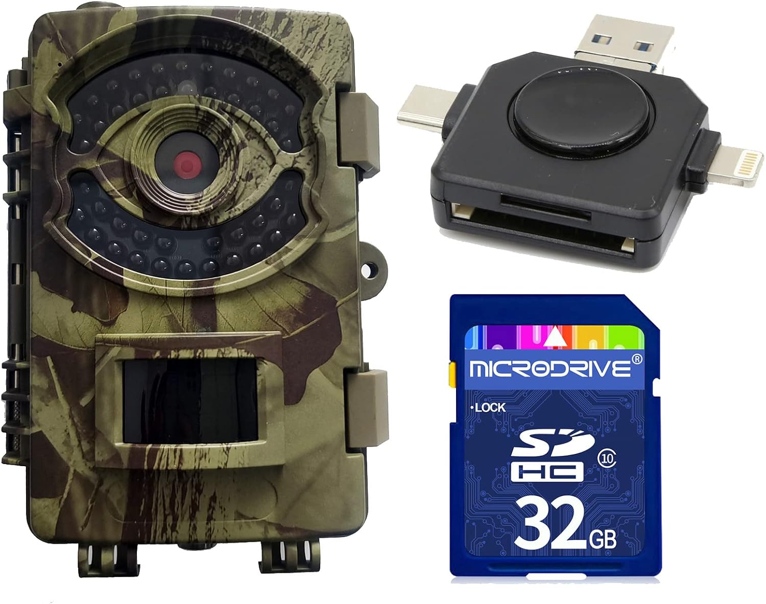 Hunting Trail Camera, Game Camera 82ft Wildlife Camera with 42 IR LEDs No Glow Infrared, 4K Deer Game with Night Vision Motion Activated Waterproof, Trail Cam with 32GB Card and Card Reader