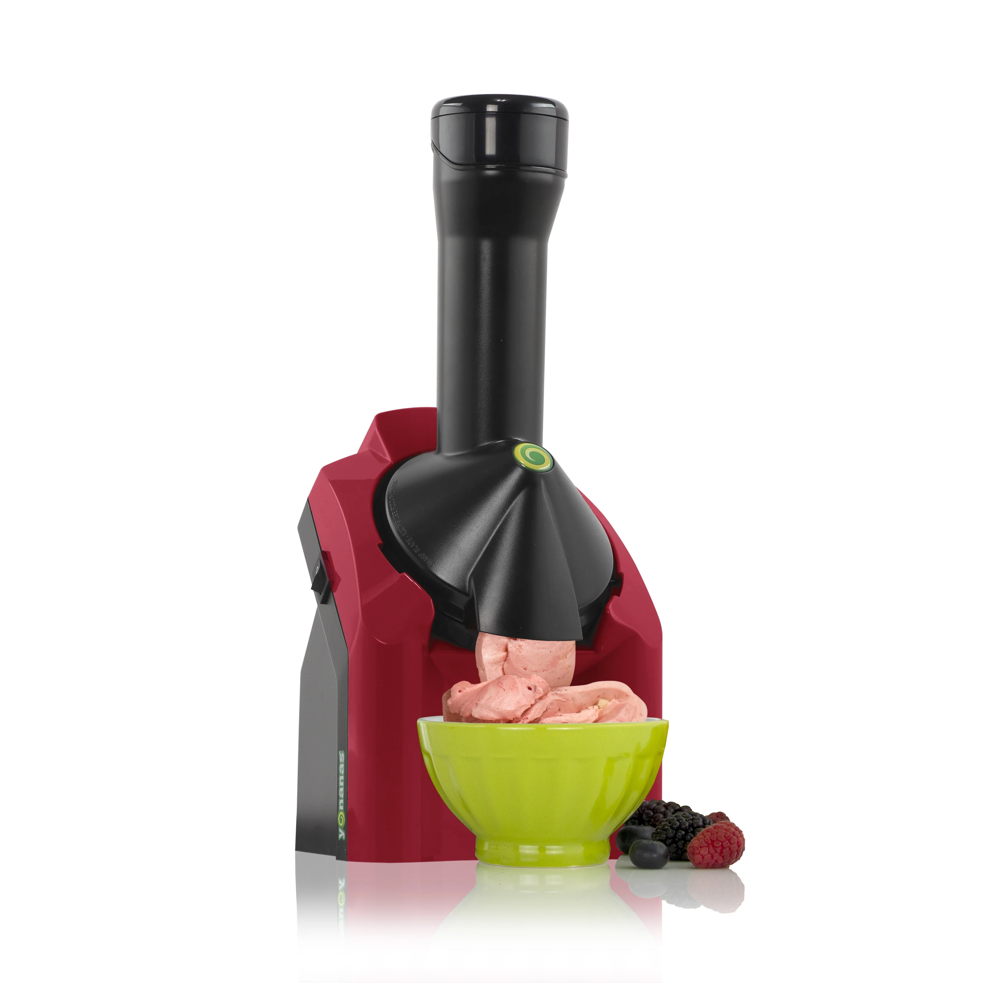 Yonanas Classic Vegan Non-Dairy Frozen Fruit Soft Serve Dessert Maker with 36 Recipe Book, in Red - Radiant Selections