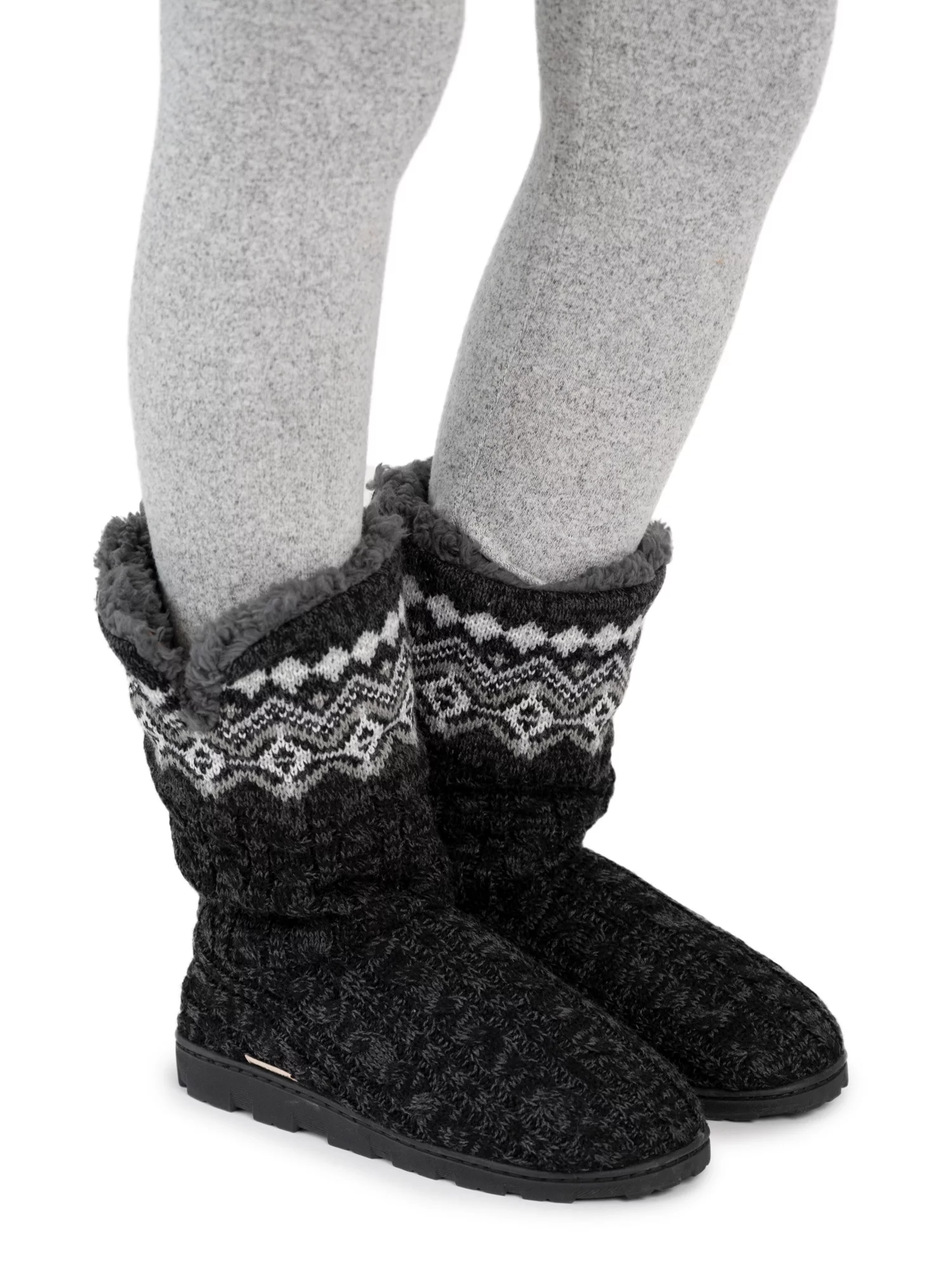 Muk Luks Women's Tall Knit Foldover Slipper Boot