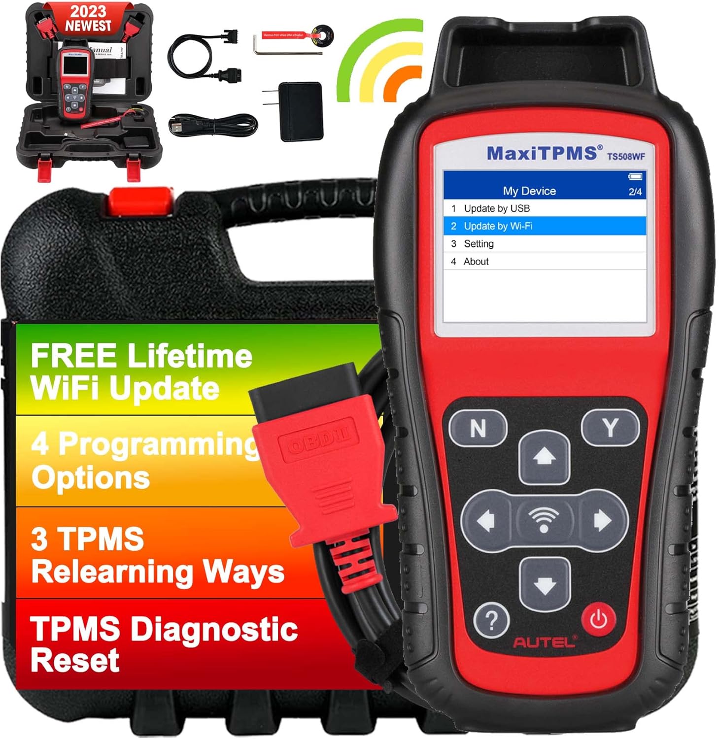 Autel TPMS Programming Tool TS508WF, TPMS Sensor Programmer, TPMS Relearn Tool, TPMS Reset Tool, Activate Read Copy Tire Sensor, Free Lifetime Update, Advanced TS408 TS501 TS508