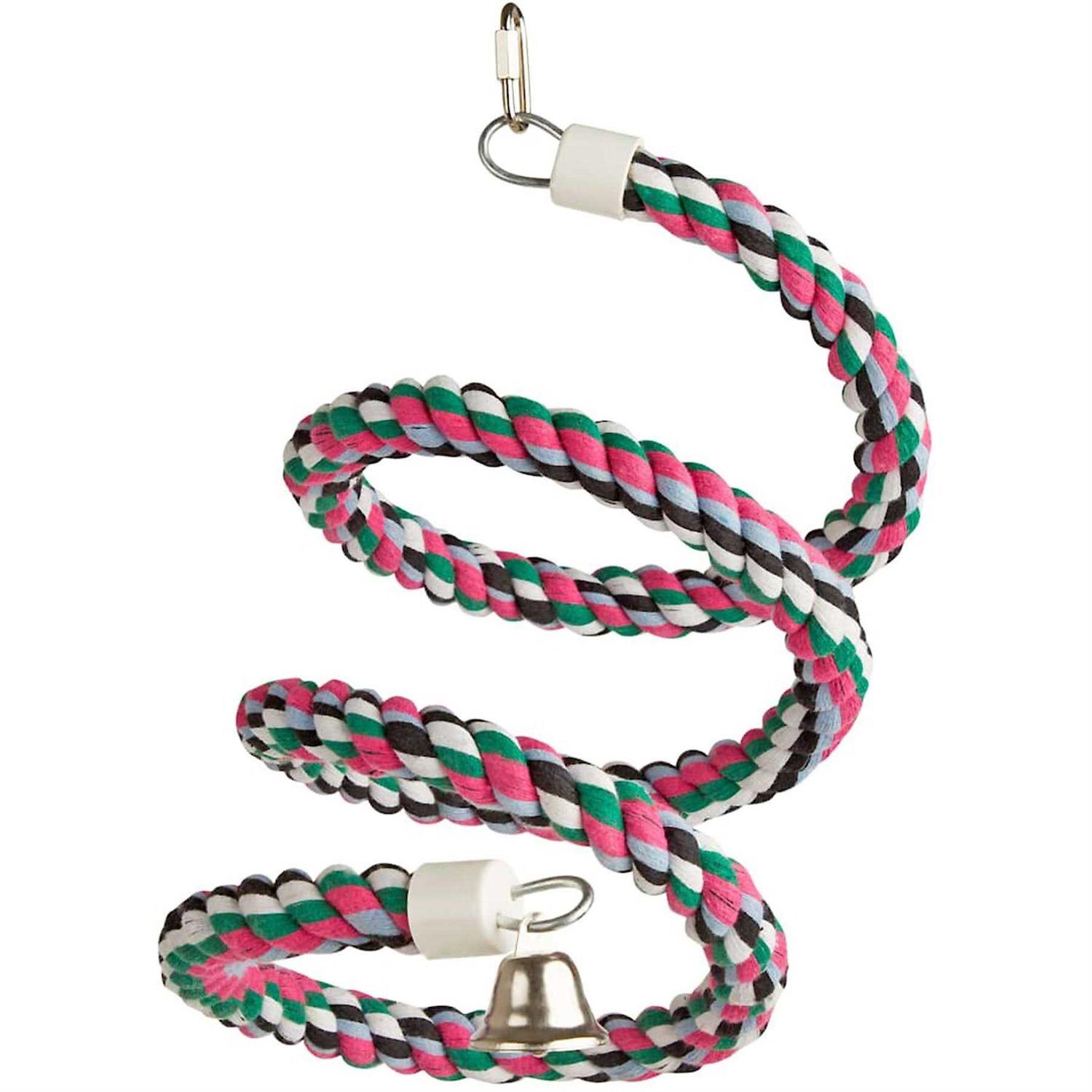 A & E Rainbow Cotton Rope Boing with Bell Bird Toy - Pet Supplies online store