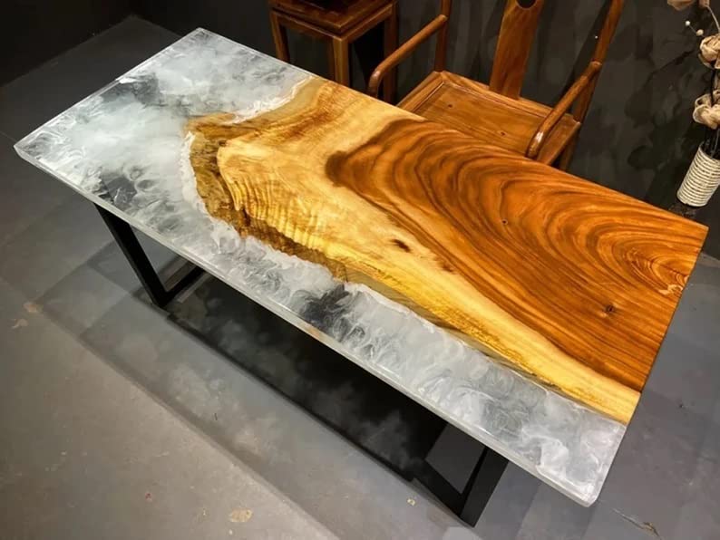 Personalized Large EPOXY Table, Resin Dining Table for 2, 4, 6, 8 River Dining Table, Wood Epoxy Coffee Table Top, Living Room Table (without Stand, 60 x 36 Inches)