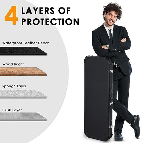 Ktaxon Electric Guitar Hard Case, Rectangle Wooden Standard 39-Inch Electric Guitars Hard-Shell Protective Carrying Case for KST/KTL/170 Model with Lock Latch Padding (Blue)
