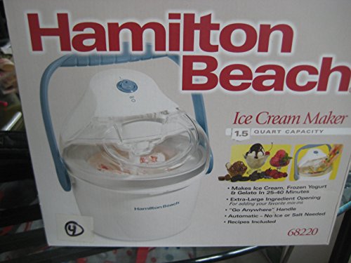 Hamilton Beach 68220 1.5-Quart Capacity Ice Cream Maker, White