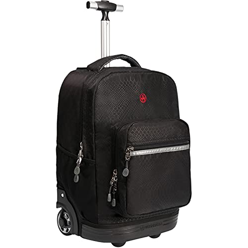 18 inches Wheeled Rolling Backpack Small Suitcase Carry-on for Business Men Women College Books Laptop Travel Trolley Bag, Black