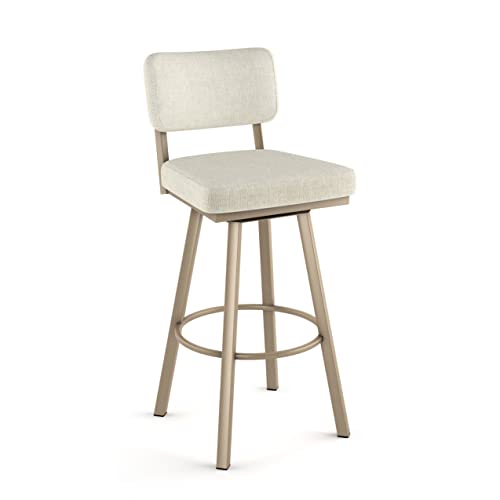 Amisco Alek 30.75 in. Swivel Bar Stool - Shiny Charcoal Grey PVC/Black Metal