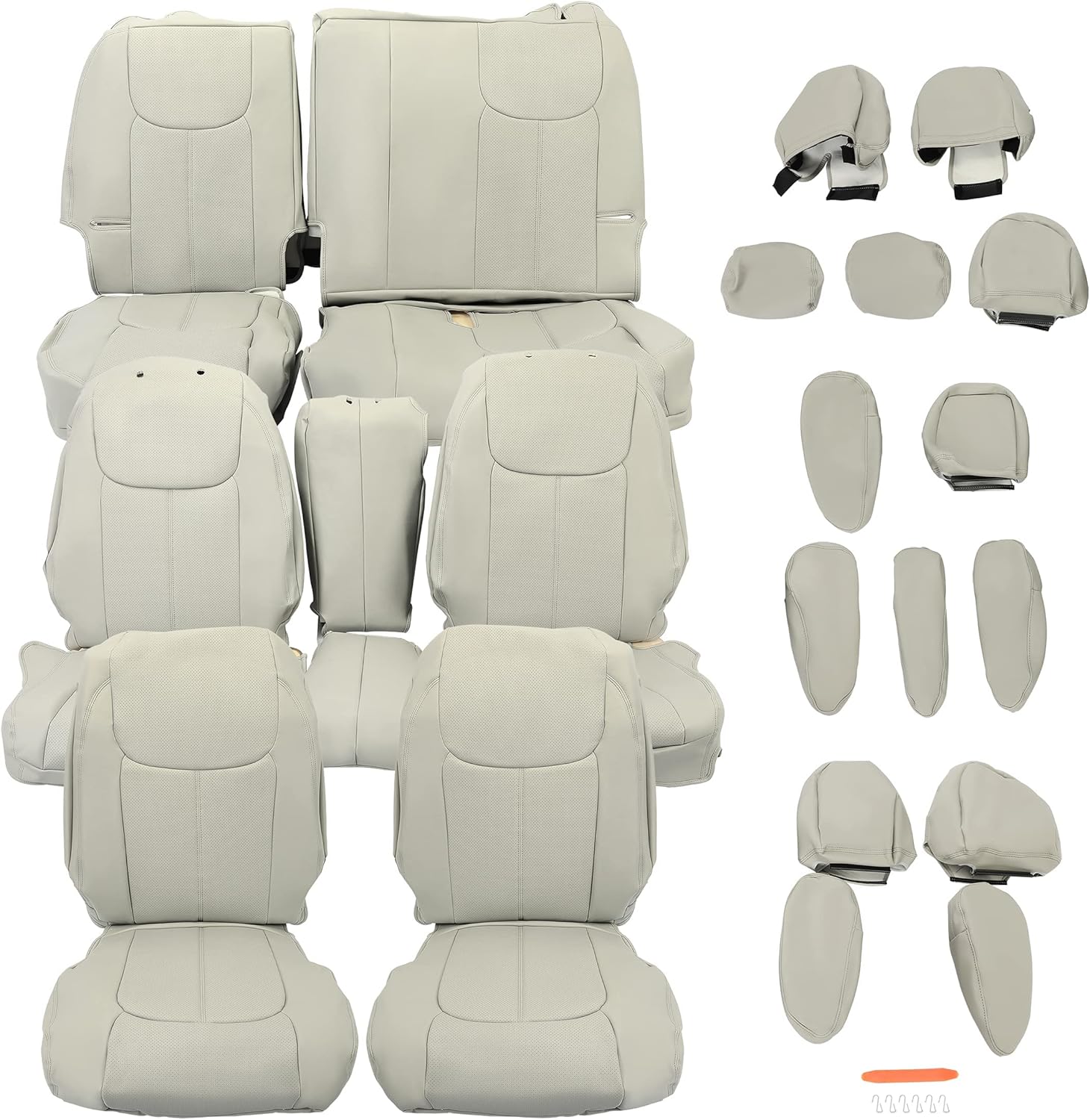 Kojem Gray Seat Cover Compatible with 2015-2018 Toyota Sienna (8 Passenger Sienna Only) 3 Rows 8 Seaters Full Artificial Leather Sets