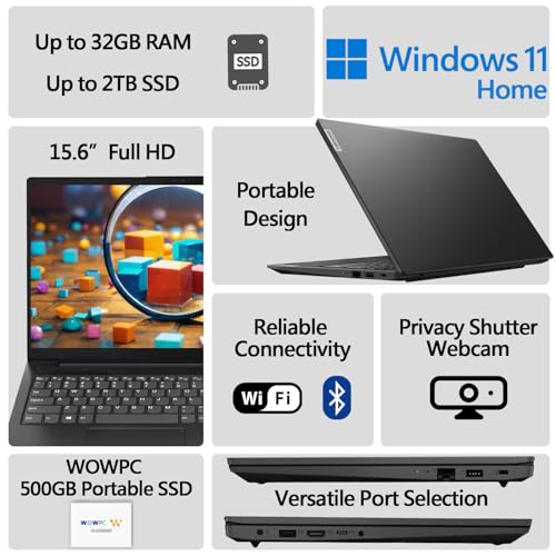 Lenovo Newest V15 Essential Laptop | Intel Multitasking 4-core Processor | 32GB RAM | 1TB SSD | 15.6