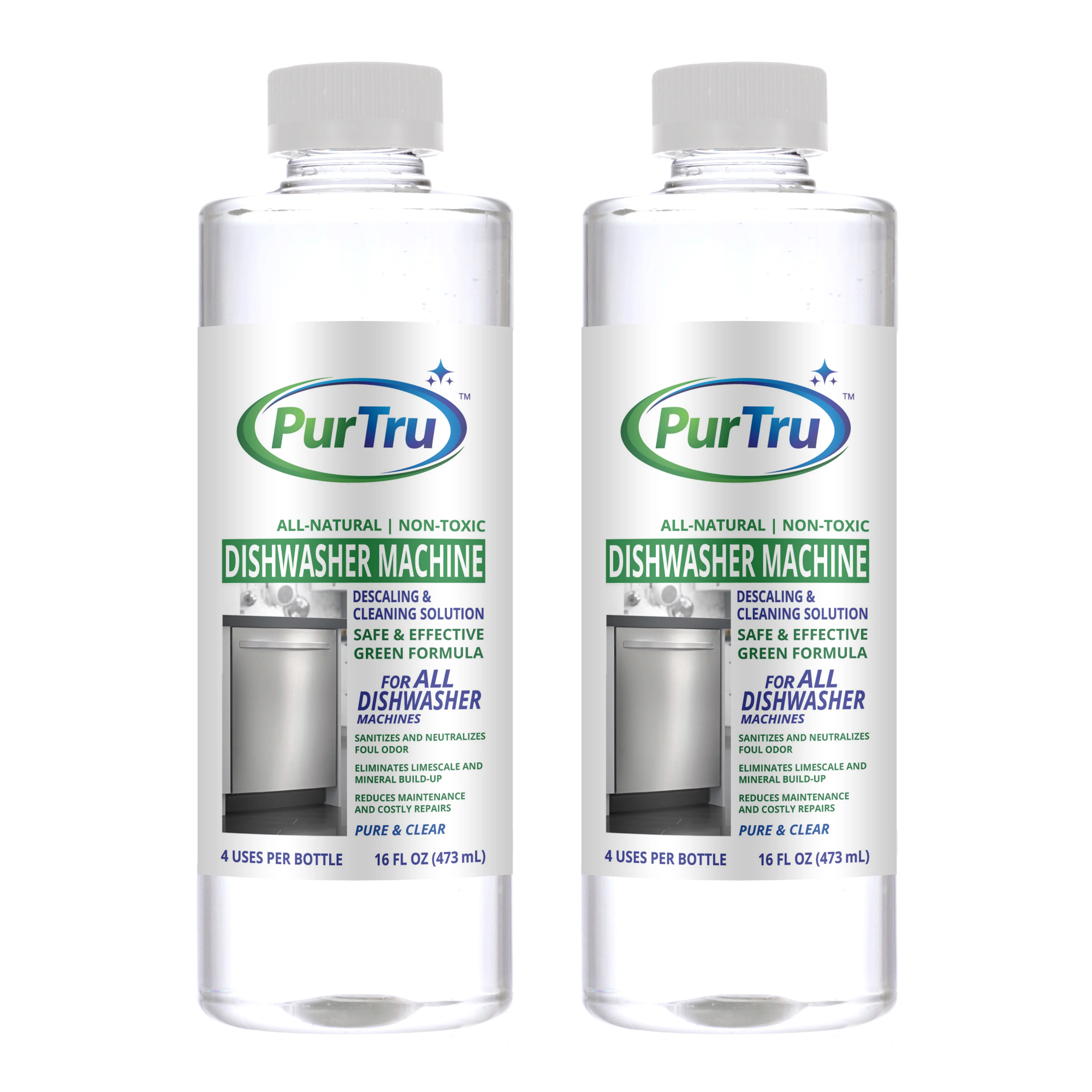 PurTru Liquid Dishwasher Detergents, Unscented, 16 Fluid Ounce, 2 Count
