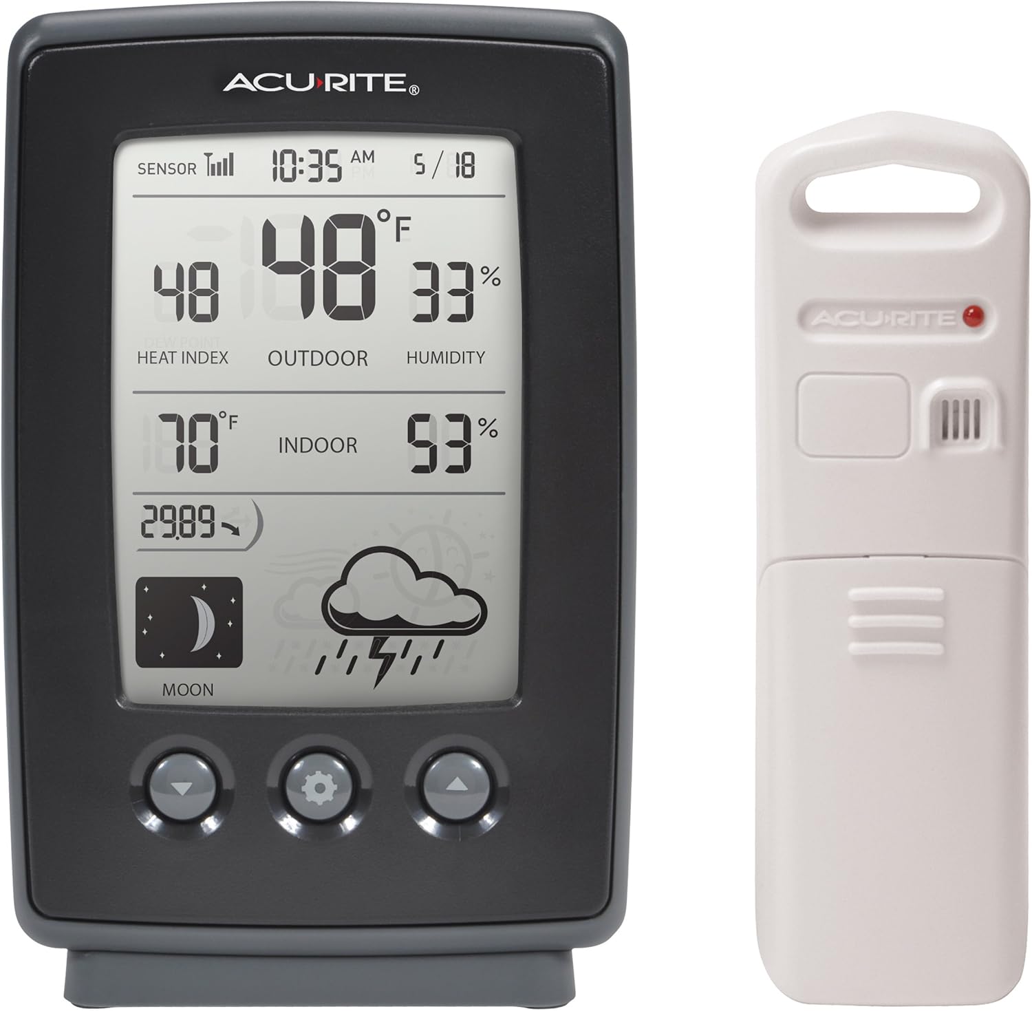 AcuRite Digital Weather Forecaster with Indoor/Outdoor Temperature, Humidity, and Moon Phase (00829)