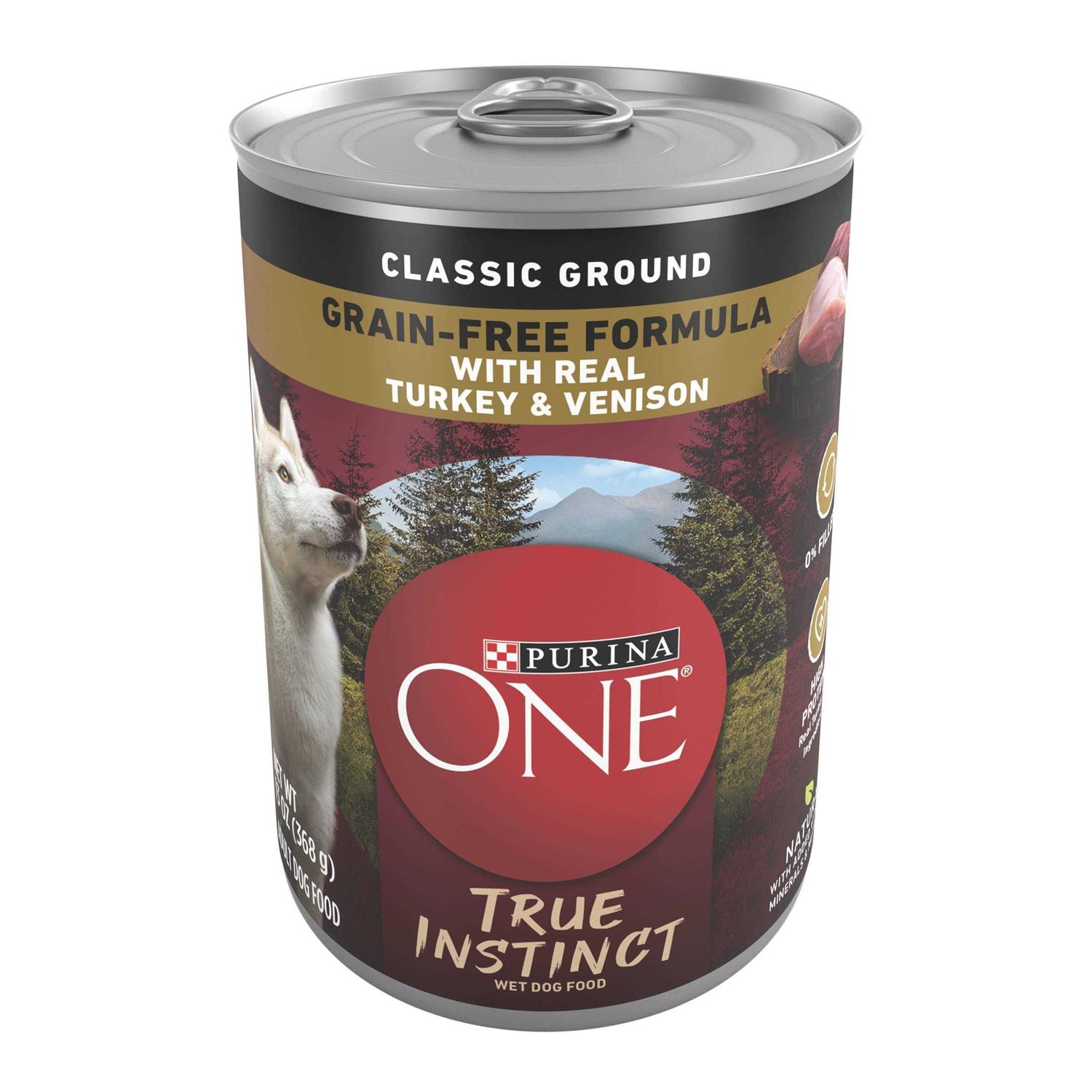 Purina ONE True Instinct Classic Ground Grain Free Wet Dog Food Turkey and Venison - Pet Supplies online store