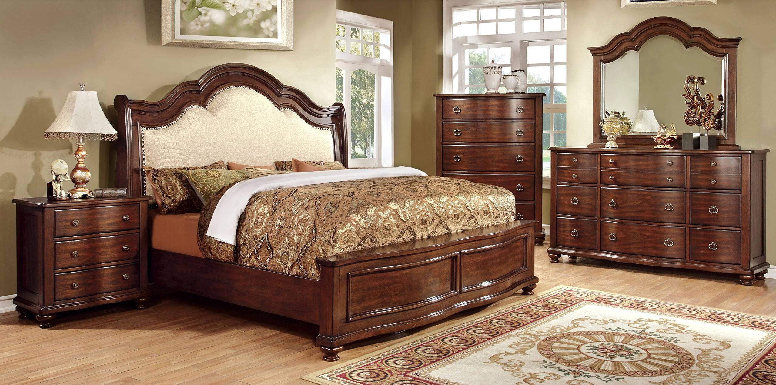 Furniture of America Marcella 5 Drawer Chest in Brown Cherry