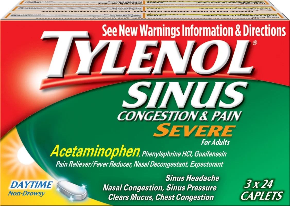 Tylenol Sinus Congestion and Pain Severe Daytime 24 Caplets - 3 Pack