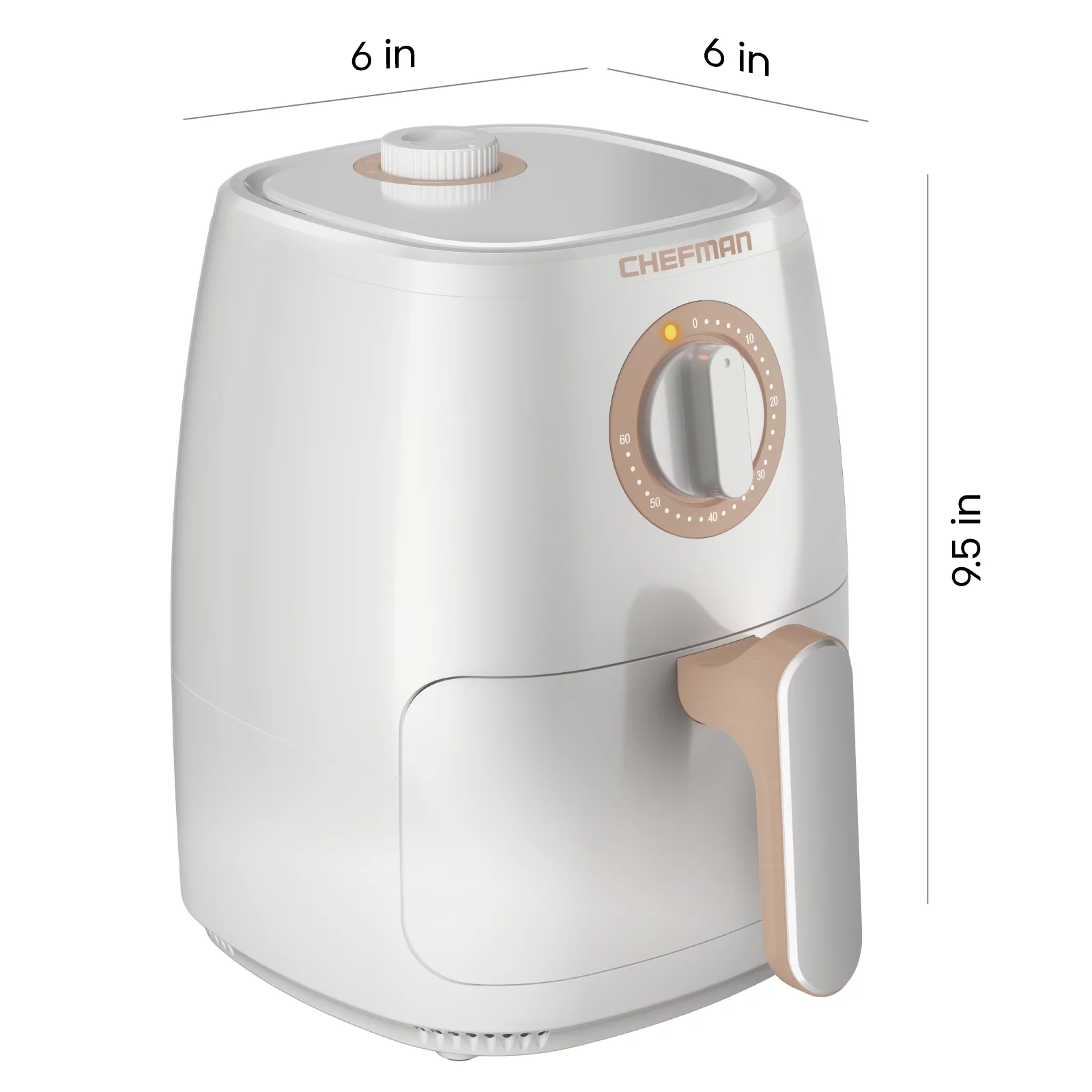 Chefman Turbofry Air Fryer w/ Timer and Temperature Control, 2 Qt Capacity - White, New