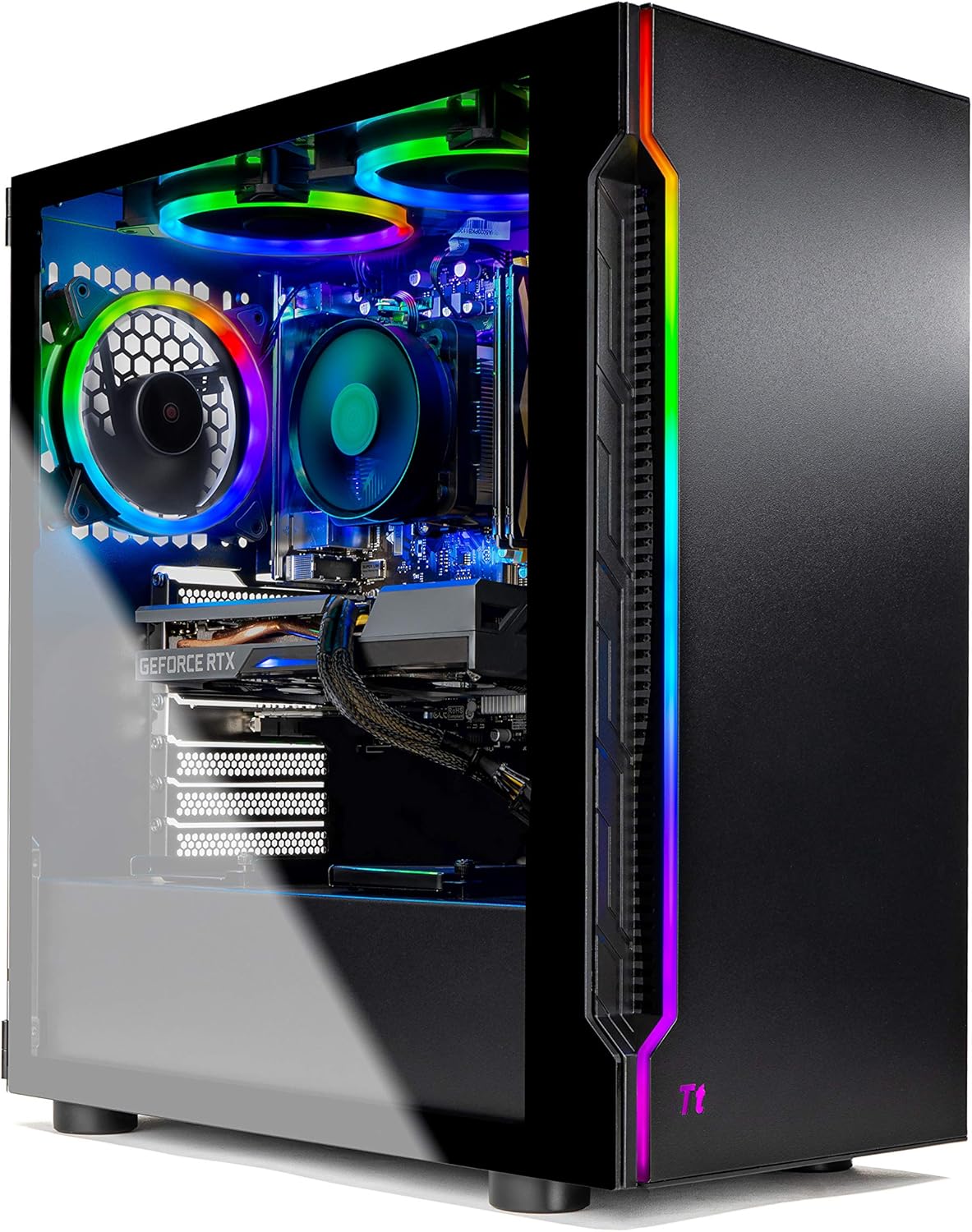 Skytech Shadow 3.0 Gaming PC Desktop - AMD Ryzen 5 3600 3.6GHz, RTX 3060 Ti 8GB GDDR6, 16GB DDR4 3000, 1TB NVMe SSD, 600W Gold PSU, AC WiFi, Windows 10 Home 64-bit