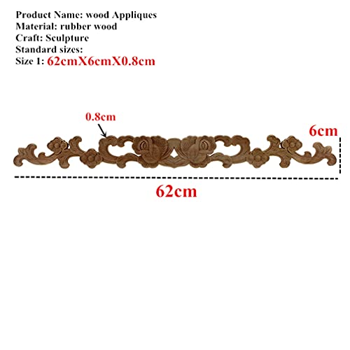 Rose Floral Oak Wood Applique Carved Corner Vintage Home Garden Decoration Accessories Door Wall Furniture Decor Decal 52cmX5cm