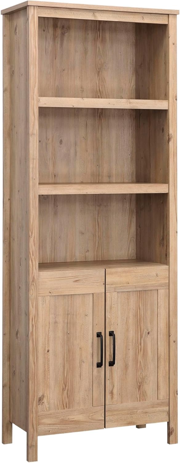 Sauder Select Bookcase with Doors, Khaki Pine Finish