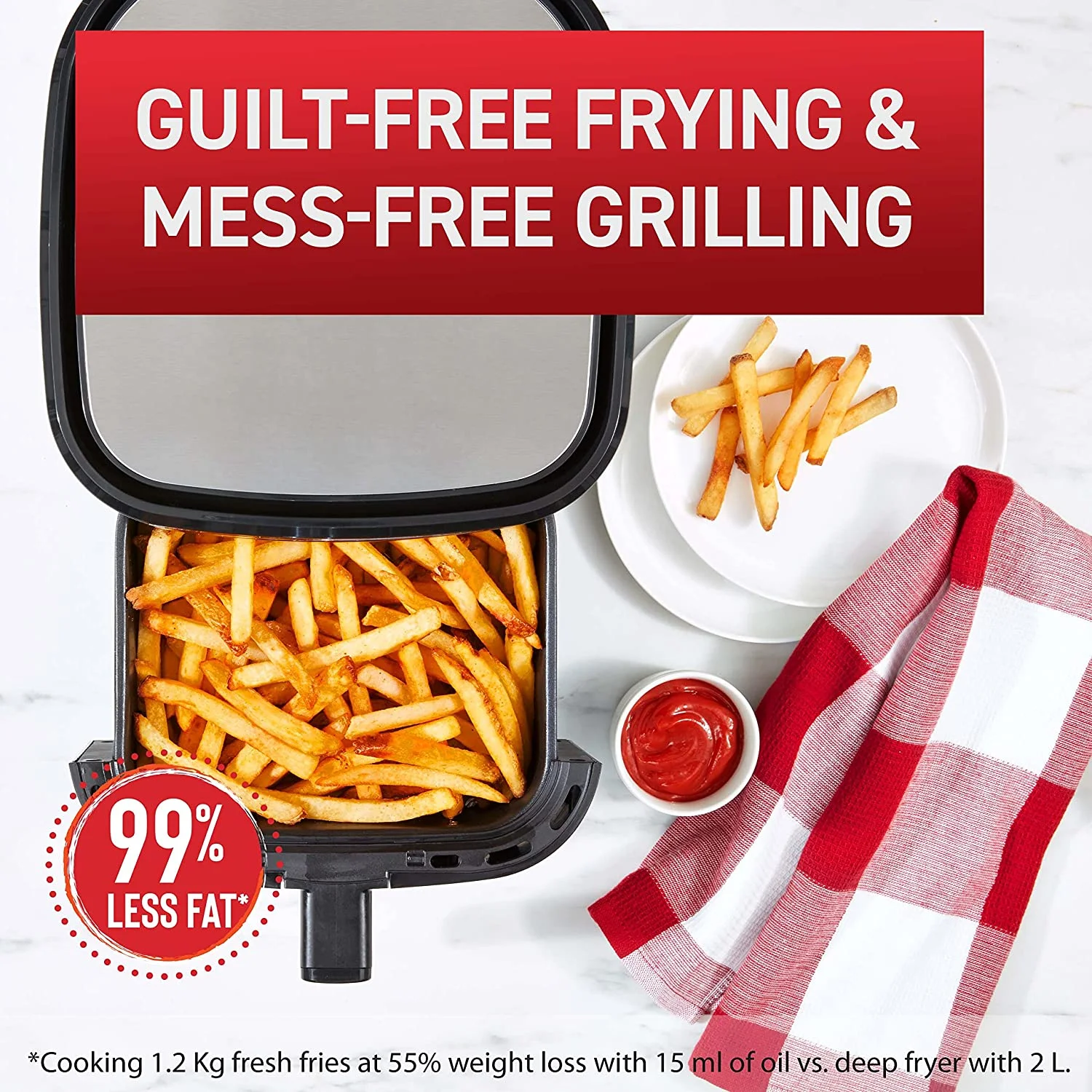 Air Fryer & Grill Combo Digital, 2-in-1, 4.4 Qrt, black