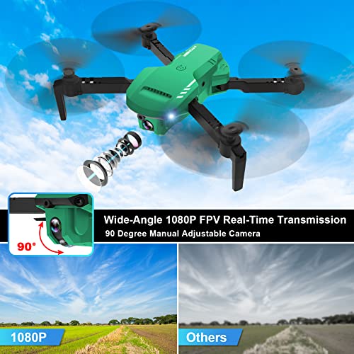 Drones for Adults - Drone with camera 1080P HD, FPV Foldable Drone with Carrying Case, 2 Batteries, 90° Adjustable Lens, One Key Take Off/Land, Altitude Hold, 360° Flip