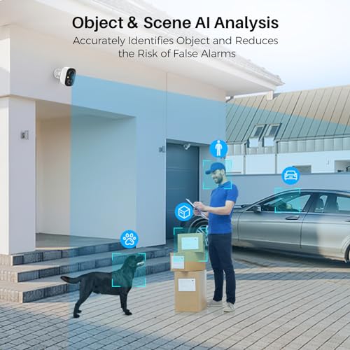 Security Cameras Wireless Outdoor, Outside Cameras for Home Security with AI Motion Detection, Recharge Battery Powered, 2K Color Night Vision, IP66 Weatherproof, 2-Way Talk, SD/Cloud Storage
