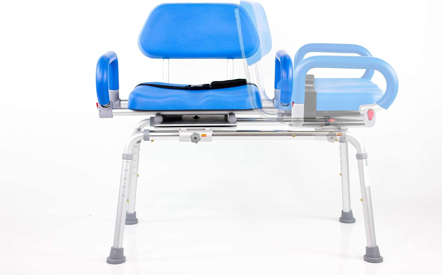 Platinum Health Carousel Sliding Shower Chair Transfer Bench with Swivel Seat, PowerSlide Capability, Push Button Electric Travel, Premium Padded Bath Bench, for Handicap & Seniors, Blue