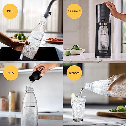 SodaStream Terra Sparkling Water Maker, Sparkling Water Machine & 1L Fizzy Water Bottle, Retro Drinks Maker w. BPA-Free Water Bottle & Quick Connect Co2 Gas Bottle for Home Carbonated Water - White