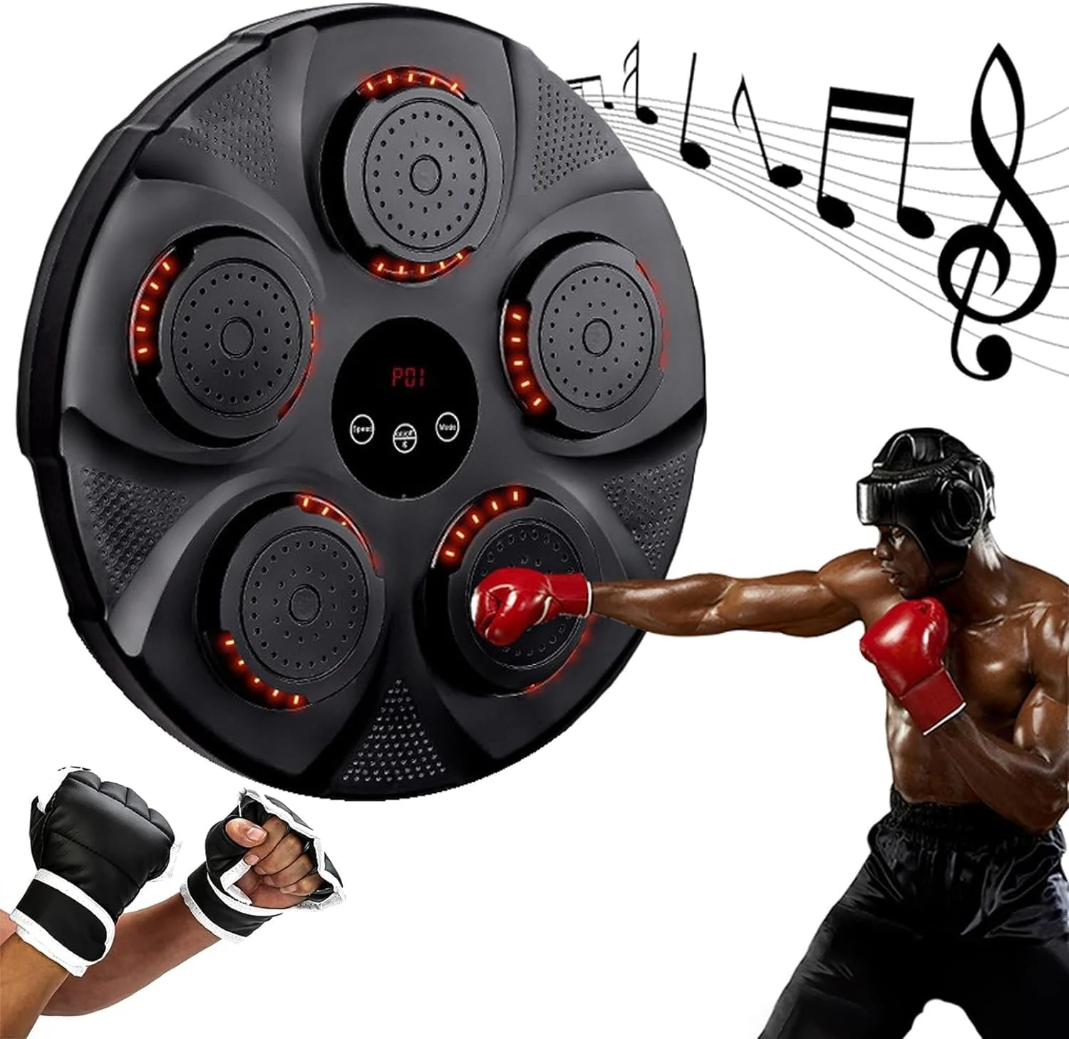 Untica Music Boxing Machine, Smart Bluetooth Connection Boxing Equipment, Fight Reaction Training Boxing Pad, Release Pressure Wall Mounted Punching Equipment with Boxing gloves