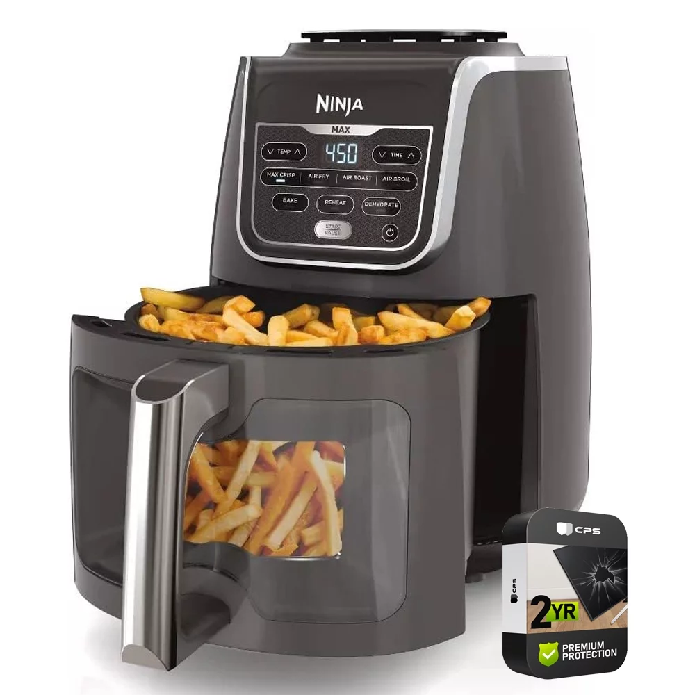 Restored Ninja AF171 Max XL 7 Function Air Fryer, 5.5qt, EzView Window Bundle with 2 YR CPS Enhanced Protection Pack (Refurbished)