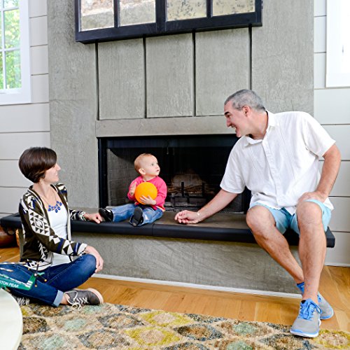 Cardinal Gates KE Metal Backed Hearth Guard - Fireplace Baby Proofing - Adjustable Fireplace Bumpers for Babies - Fits a Fireplace 45”-78” wide and 8”-18” Deep - Made in the USA - Ivory