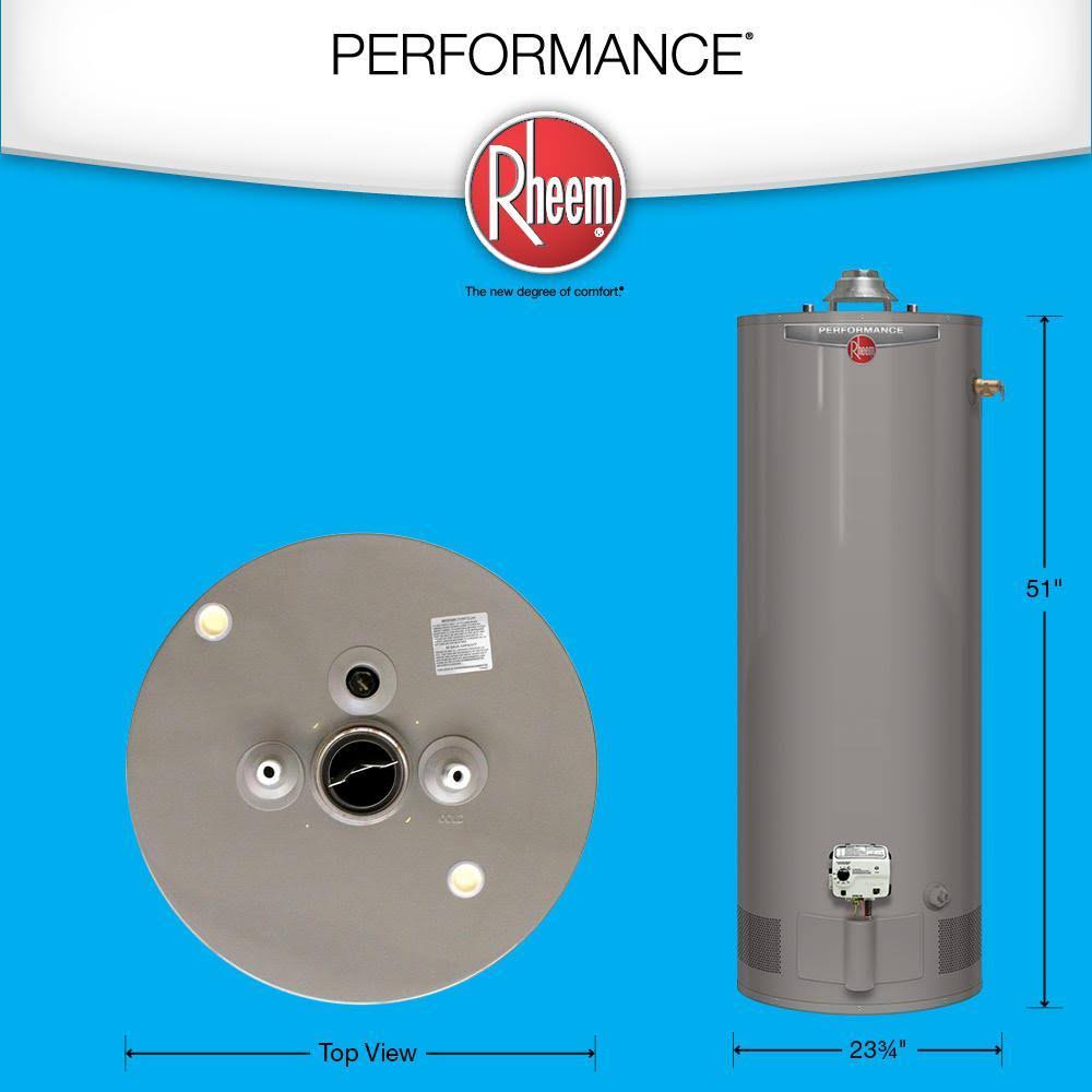 Rheem Performance 50 gal. Short 6 Year 40,000 BTU Natural Gas Tank Water Heater 641133