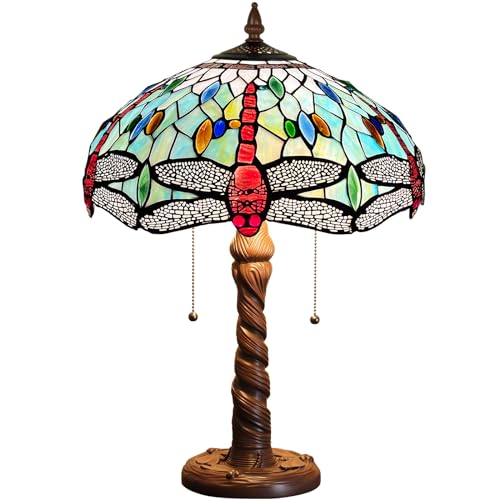 Capulina Tiffany Table Lamp, Mission Hexagon Virgin Style Stained Glass Reading Desk Lamp 2-Light 16x16x24 Inches Decor for Home Office Bedroom Living Room
