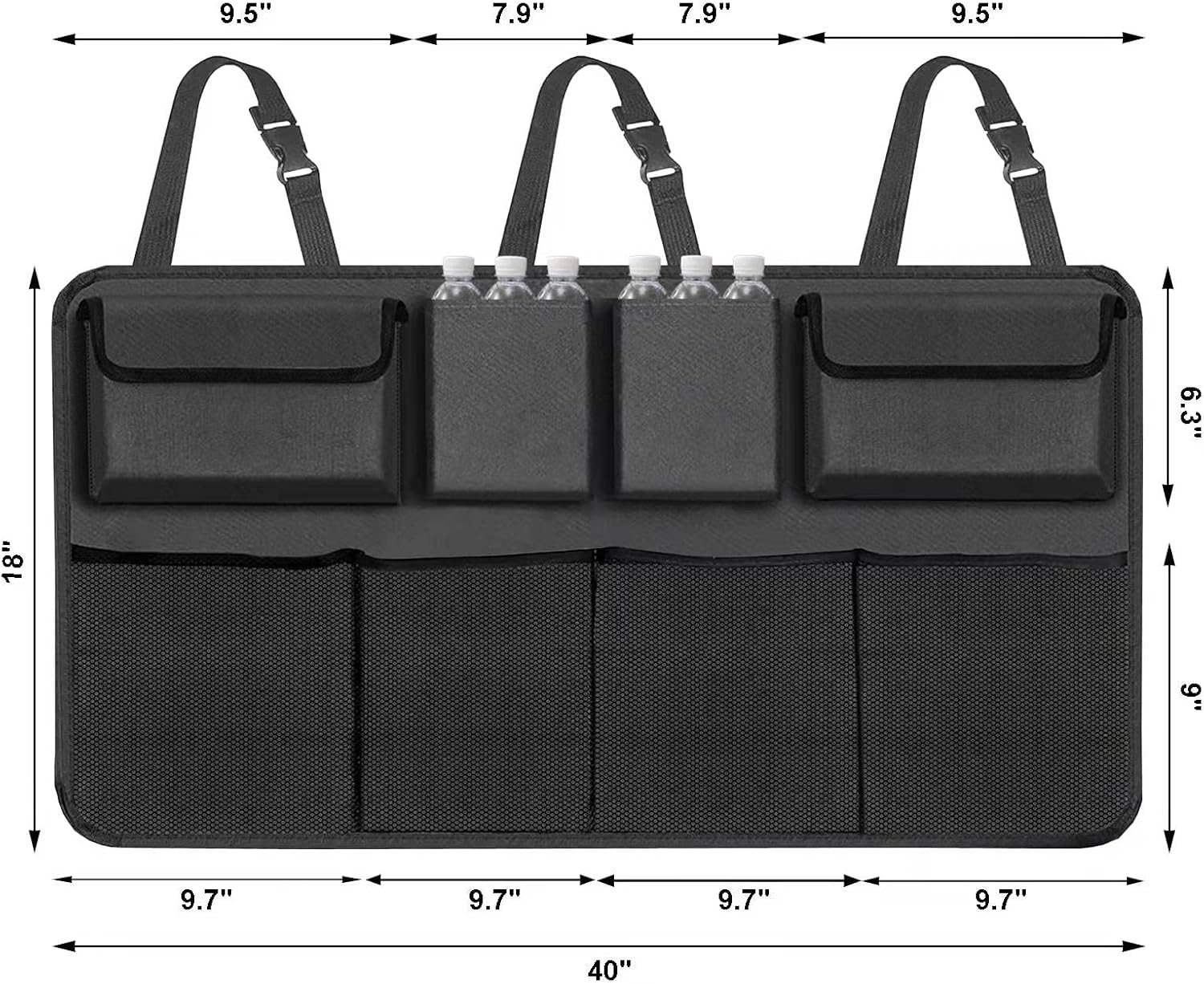 Car Trunk Organizer, Backseat Hanging Organizer with 8 Large Storage Bag Super Capacity -Trunk Organizer for SUV,Truck,Van -Your Space Saving Expert