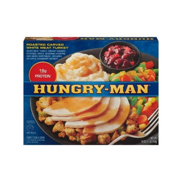 Hungry Man Roasted Carved Turkey Dinner 16 oz Pack of 8