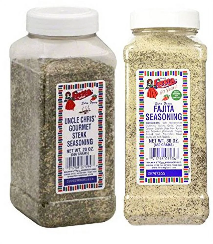 Bolner's Fiesta Uncle Chris Steak and Fajita Seasoning Bundle, 20-30 Oz. Ea.