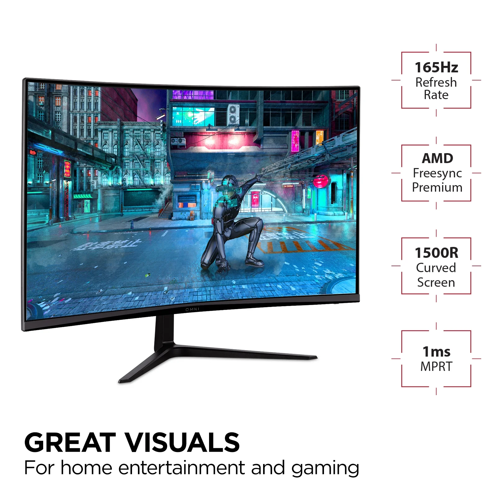 ViewSonic OMNI VX3218-PC-MHD 32 Inch Curved 1080p 1ms 165Hz Gaming Monitor with AMD FreeSync Premium, Eye Care, HDMI and Display Port