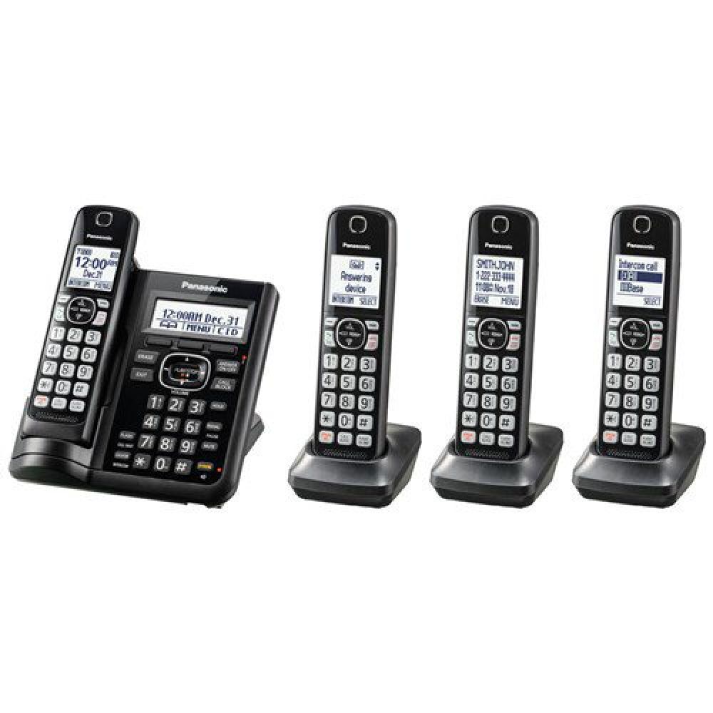 Restored Panasonic KX-TGF544B Cordless Phone With Handset Cordless Phone with Answering Machine - 4 Handsets (Refurbished)