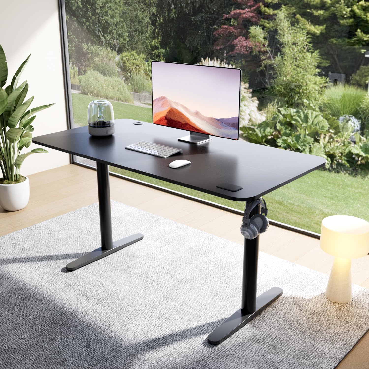Adjustable Standing Desk Home Office Workstation (Black, 55 * 28 inch)